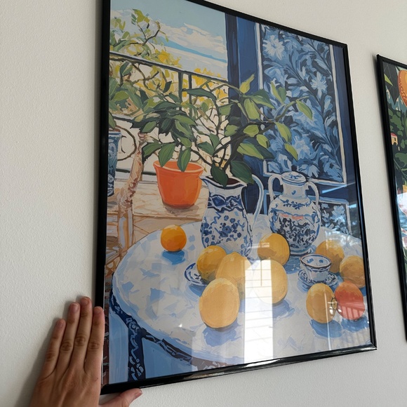 20x24 FRAMED Oriental Blue Print Lemon Painting Travel Poster hanging wall print - Picture 5 of 7